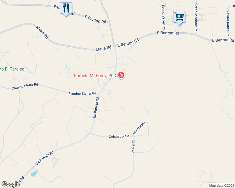 map of restaurants, bars, coffee shops, grocery stores, and more near 42345 De Portola Road in Temecula