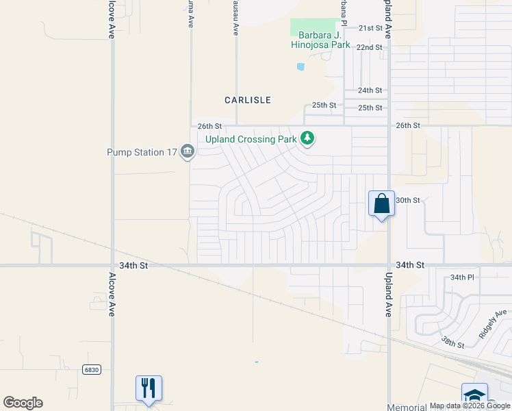 map of restaurants, bars, coffee shops, grocery stores, and more near 2921 Waverly Ave in Lubbock