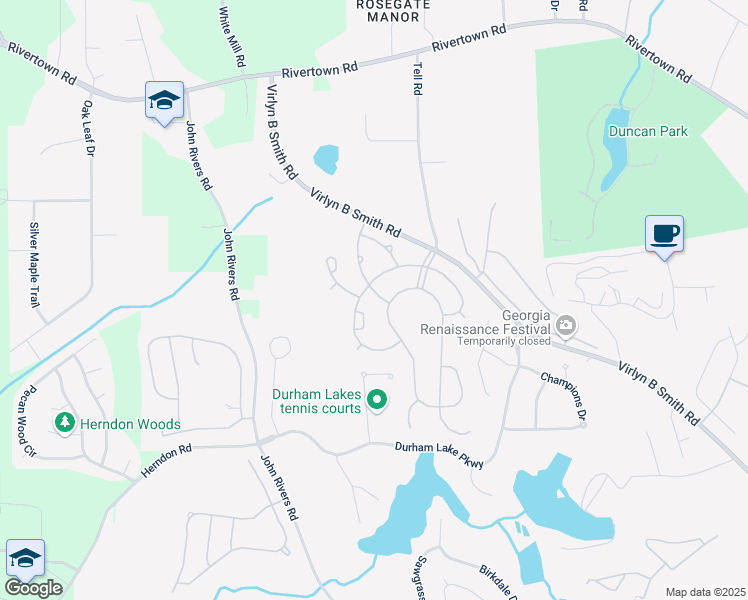 map of restaurants, bars, coffee shops, grocery stores, and more near 23 Dynasty Drive in Fairburn