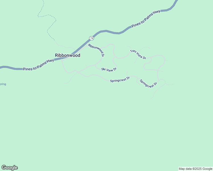 map of restaurants, bars, coffee shops, grocery stores, and more near 67195 Springcrest Drive in Mountain Center