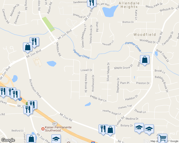 map of restaurants, bars, coffee shops, grocery stores, and more near 2663 Lowell Drive in Morrow