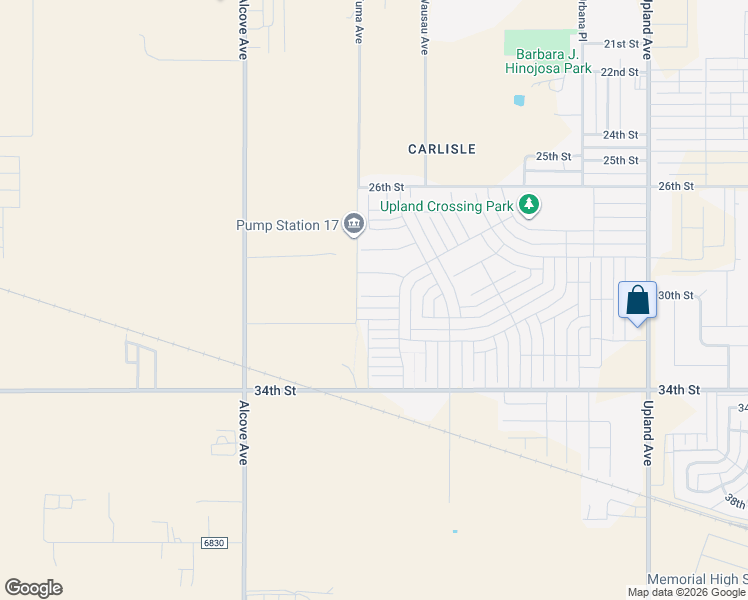 map of restaurants, bars, coffee shops, grocery stores, and more near Yuma Avenue in Lubbock