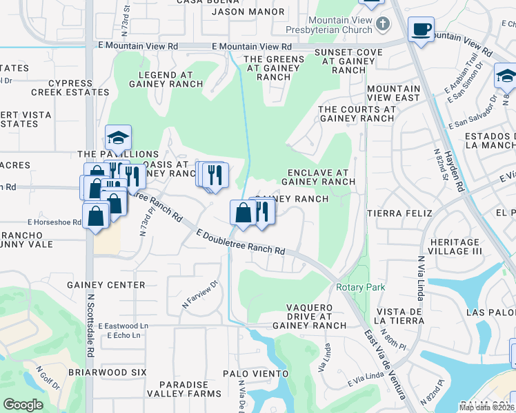 map of restaurants, bars, coffee shops, grocery stores, and more near in Scottsdale
