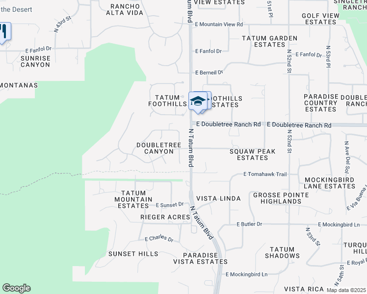 map of restaurants, bars, coffee shops, grocery stores, and more near 8914 North Tatum Boulevard in Phoenix