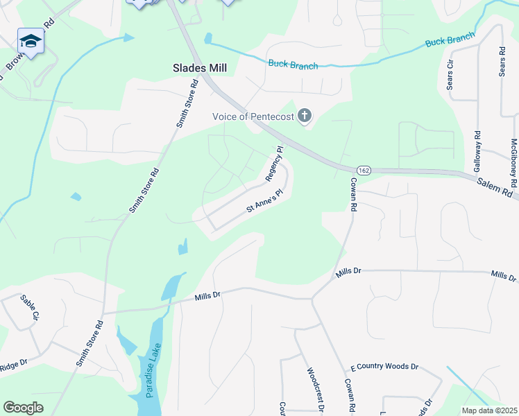 map of restaurants, bars, coffee shops, grocery stores, and more near 485 Saint Anne's Place in Covington