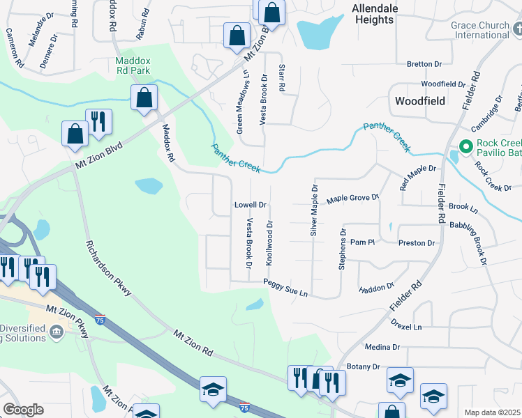map of restaurants, bars, coffee shops, grocery stores, and more near 2663 Lowell Drive in Morrow