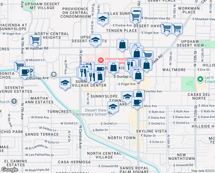 map of restaurants, bars, coffee shops, grocery stores, and more near 8927 North 3rd Street in Phoenix