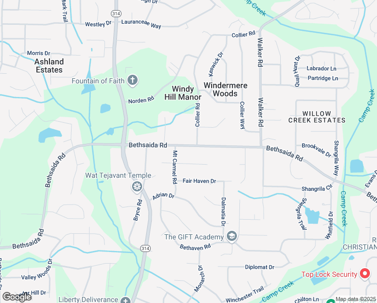 map of restaurants, bars, coffee shops, grocery stores, and more near 1616 Bethsaida Road in Riverdale
