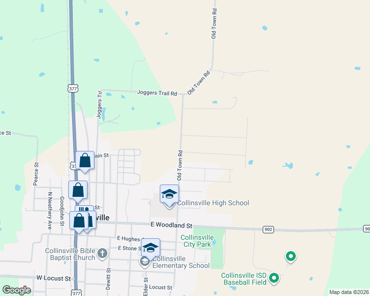 map of restaurants, bars, coffee shops, grocery stores, and more near Old Town Road in Collinsville