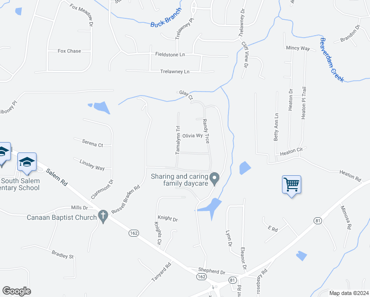 map of restaurants, bars, coffee shops, grocery stores, and more near 80 Michelle Way in Covington