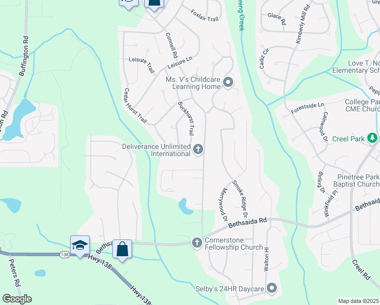 map of restaurants, bars, coffee shops, grocery stores, and more near 6695 Buckhurst Trail in Atlanta