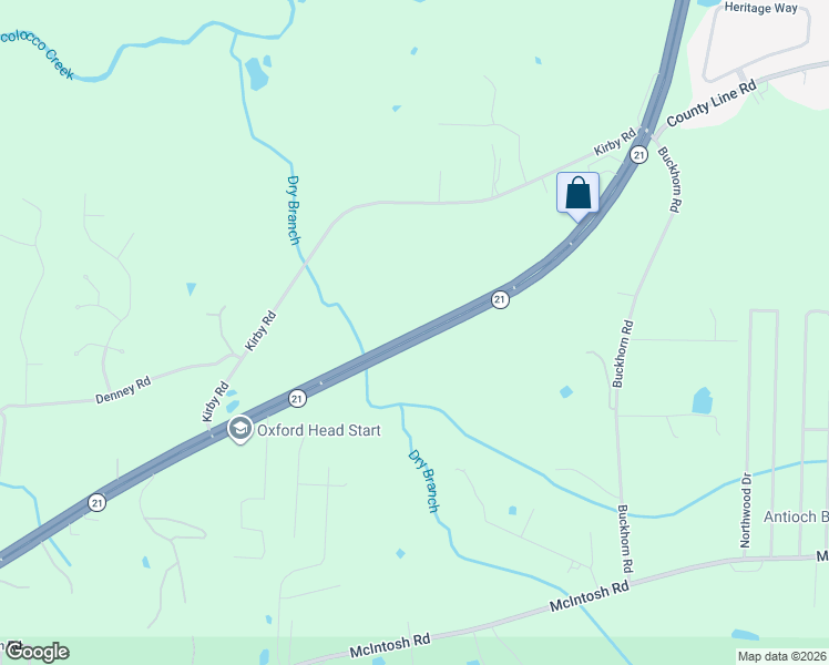 map of restaurants, bars, coffee shops, grocery stores, and more near 49720 Alabama 21 in Munford