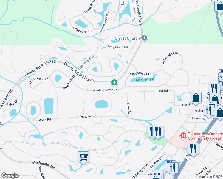 map of restaurants, bars, coffee shops, grocery stores, and more near in Murrells Inlet