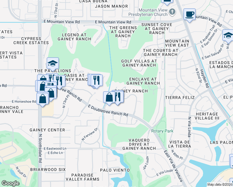 map of restaurants, bars, coffee shops, grocery stores, and more near in Scottsdale
