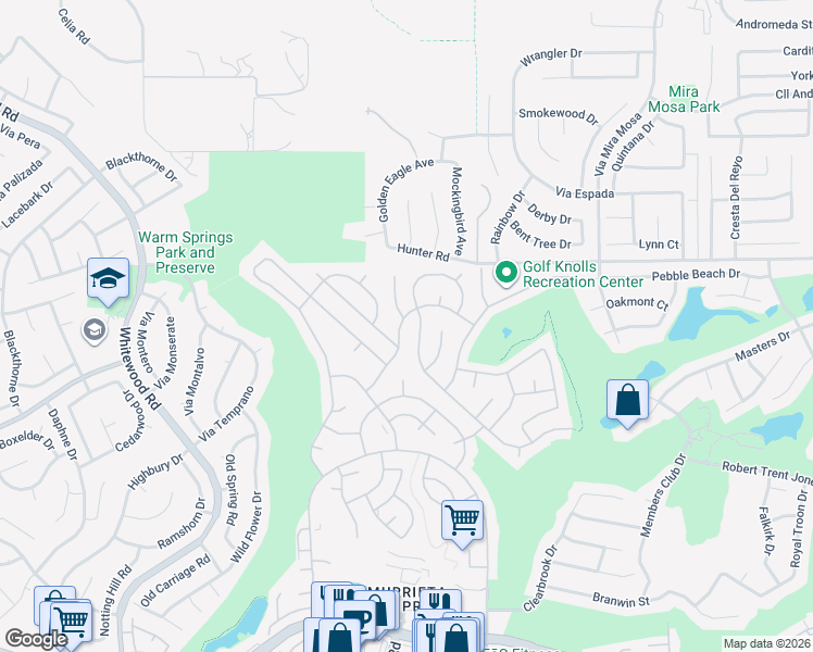 map of restaurants, bars, coffee shops, grocery stores, and more near 29035 Via Zapata in Murrieta