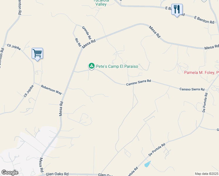 map of restaurants, bars, coffee shops, grocery stores, and more near 38225 Camino Sierra Road in Temecula