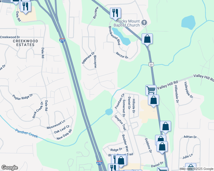 map of restaurants, bars, coffee shops, grocery stores, and more near 6912 Biscayne in Rex