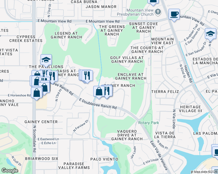 map of restaurants, bars, coffee shops, grocery stores, and more near in Scottsdale