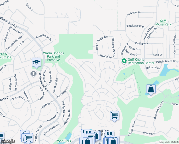 map of restaurants, bars, coffee shops, grocery stores, and more near 38123 Calle Quedo in Murrieta