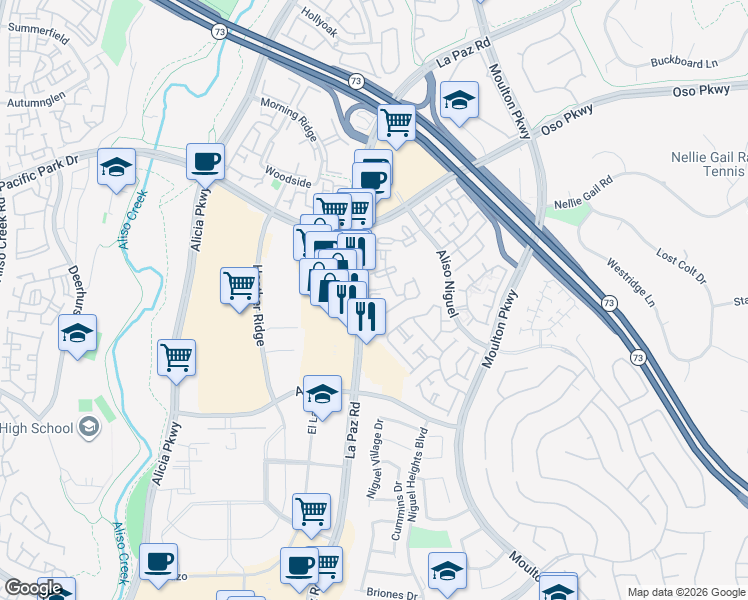 map of restaurants, bars, coffee shops, grocery stores, and more near in Laguna Niguel