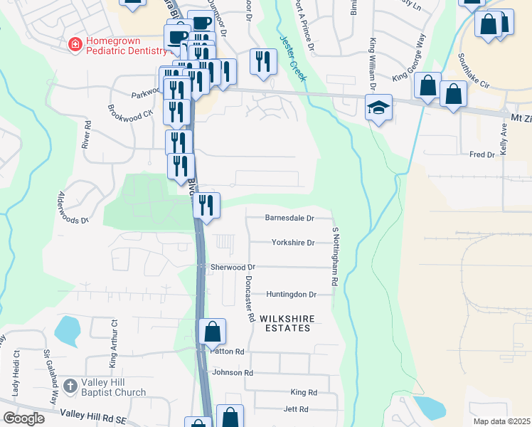 map of restaurants, bars, coffee shops, grocery stores, and more near 724 Barnesdale Drive in Jonesboro