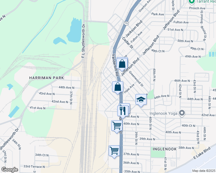 map of restaurants, bars, coffee shops, grocery stores, and more near 216 Jefferson Boulevard in Birmingham