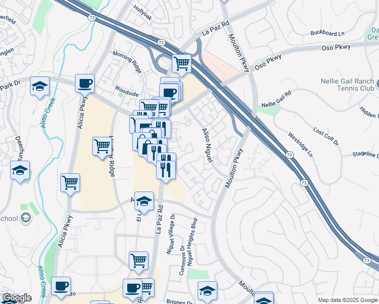map of restaurants, bars, coffee shops, grocery stores, and more near 24403 Avenida De Los Ninos in Laguna Niguel
