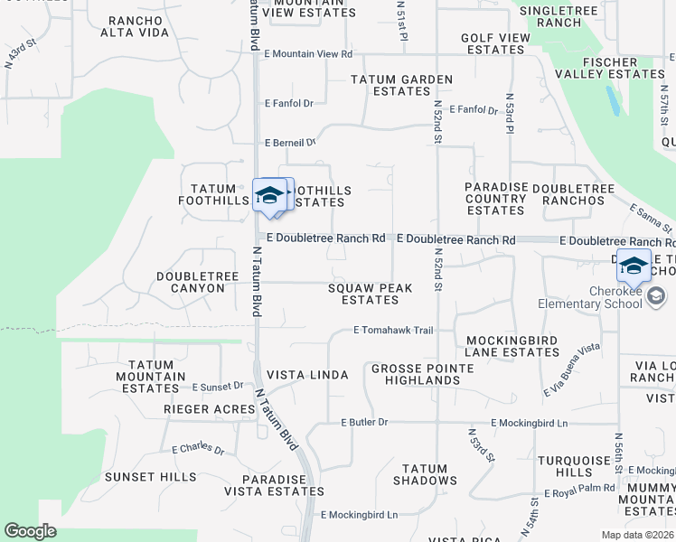 map of restaurants, bars, coffee shops, grocery stores, and more near 4936 East Horseshoe Road in Paradise Valley