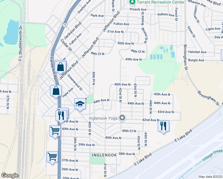 map of restaurants, bars, coffee shops, grocery stores, and more near 4435 41st Street North in Birmingham