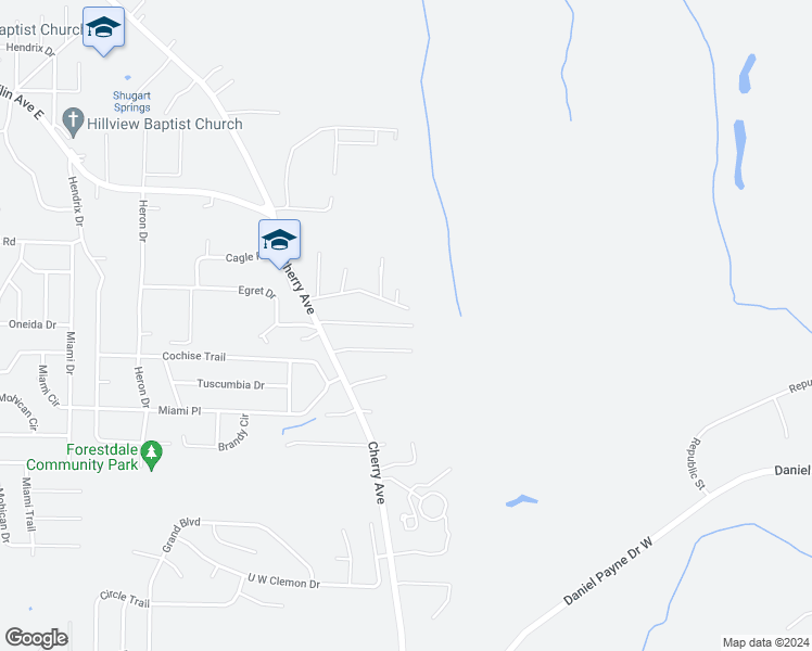 map of restaurants, bars, coffee shops, grocery stores, and more near 1506 Egret Drive in Forestdale