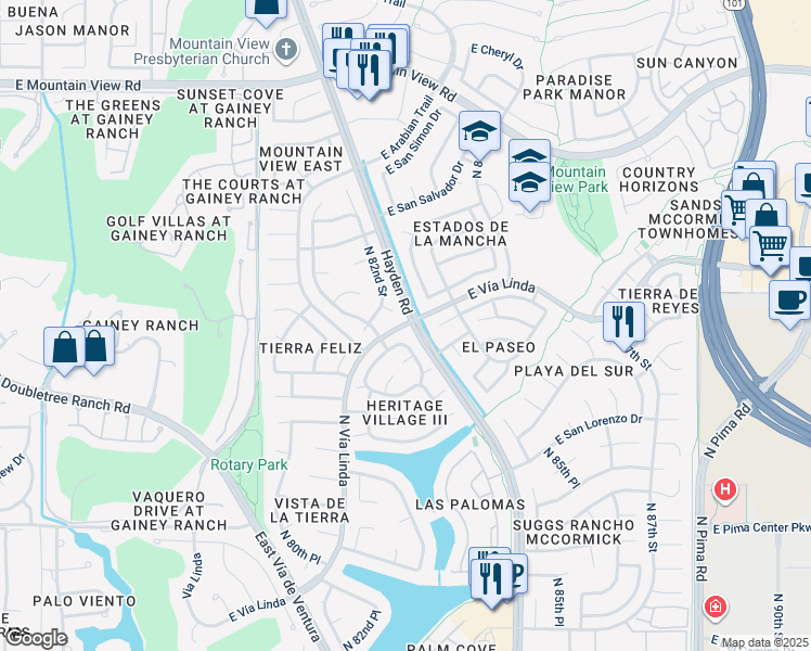 map of restaurants, bars, coffee shops, grocery stores, and more near in Scottsdale