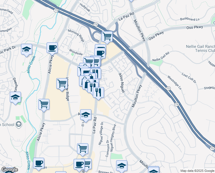 map of restaurants, bars, coffee shops, grocery stores, and more near 24291 Avenida Breve in Laguna Niguel