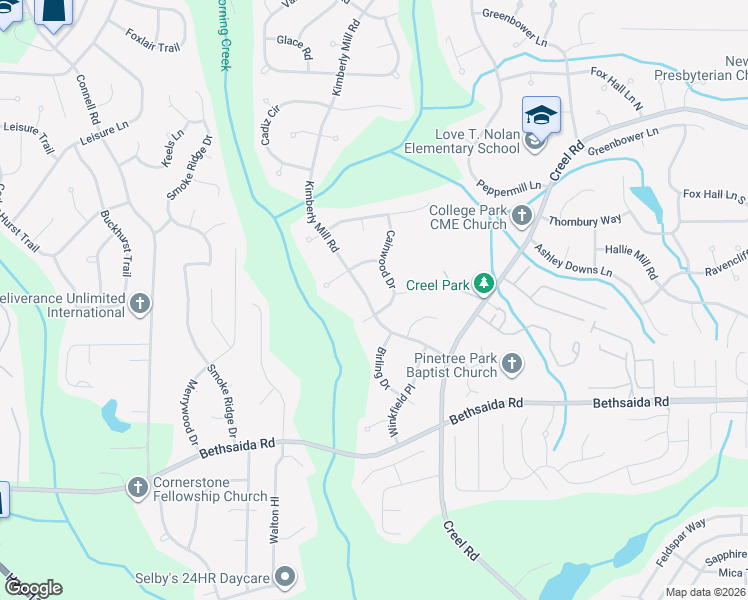 map of restaurants, bars, coffee shops, grocery stores, and more near 6955 Cainwood Drive in College Park