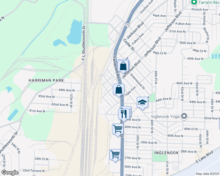 map of restaurants, bars, coffee shops, grocery stores, and more near 216 Jefferson Boulevard in Birmingham