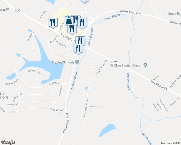 map of restaurants, bars, coffee shops, grocery stores, and more near 2070 Summerton Circle in Evans