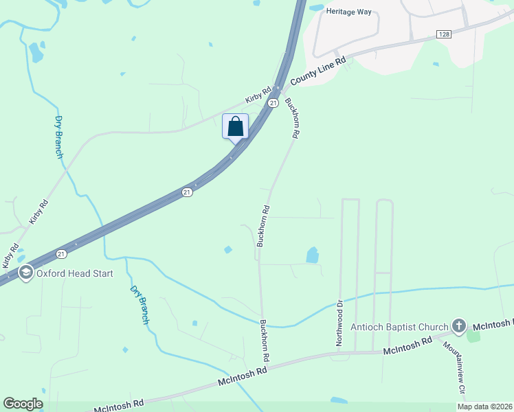map of restaurants, bars, coffee shops, grocery stores, and more near 474 Buckhorn Road in Oxford