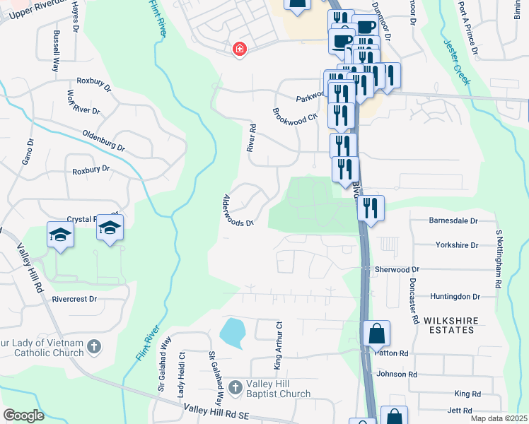 map of restaurants, bars, coffee shops, grocery stores, and more near 3856 Alderwoods Drive in Jonesboro