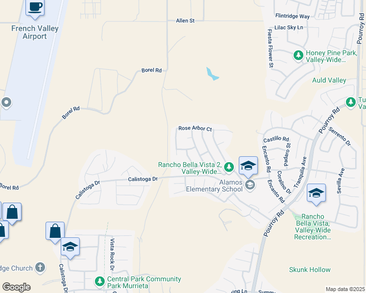map of restaurants, bars, coffee shops, grocery stores, and more near 31038 Old Cypress Drive in Murrieta