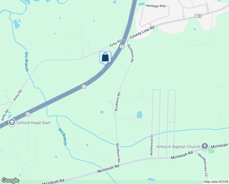 map of restaurants, bars, coffee shops, grocery stores, and more near 474 Buckhorn Road in Oxford