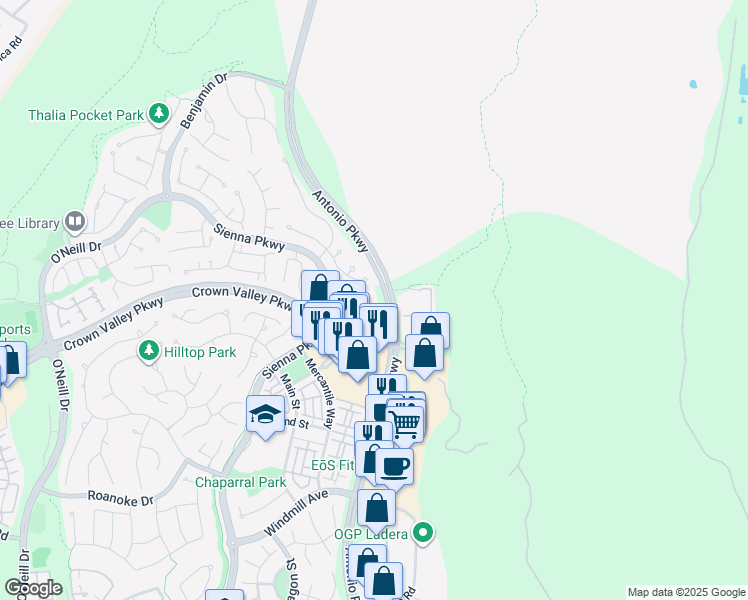 map of restaurants, bars, coffee shops, grocery stores, and more near 31 Kyle Court in Ladera Ranch