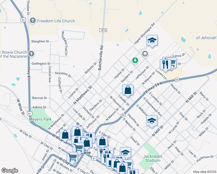 map of restaurants, bars, coffee shops, grocery stores, and more near 1109 Hulme Street in Bowie