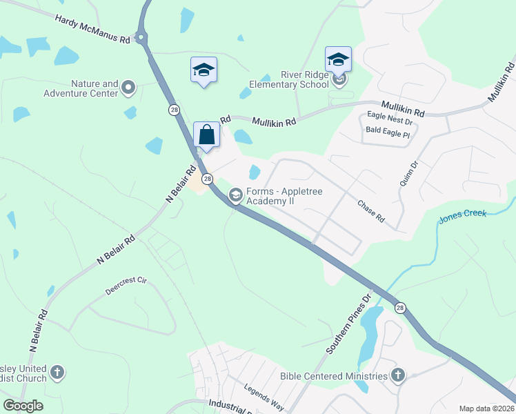 map of restaurants, bars, coffee shops, grocery stores, and more near 928 Hunting Horn Way West in Evans
