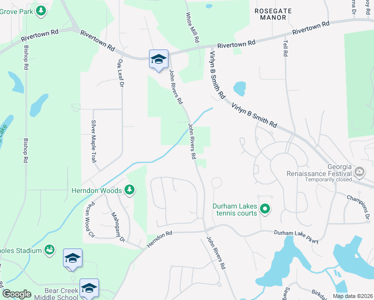 map of restaurants, bars, coffee shops, grocery stores, and more near 6945 John Rivers Road in Fairburn