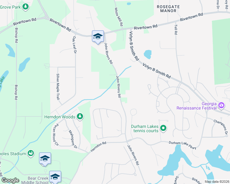 map of restaurants, bars, coffee shops, grocery stores, and more near 6945 John Rivers Road in Fairburn