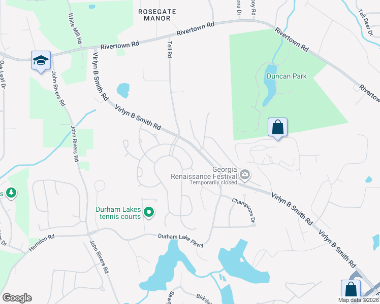map of restaurants, bars, coffee shops, grocery stores, and more near 550 Windsor Way in Fairburn