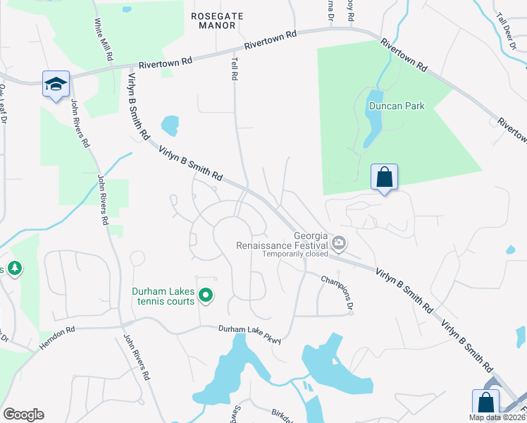 map of restaurants, bars, coffee shops, grocery stores, and more near 550 Windsor Way in Fairburn