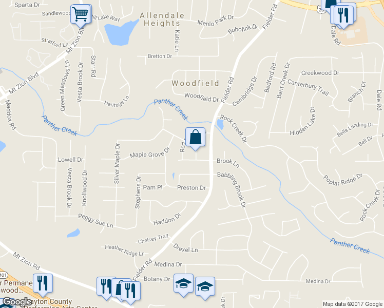 map of restaurants, bars, coffee shops, grocery stores, and more near 6865 Fielder Court in Rex