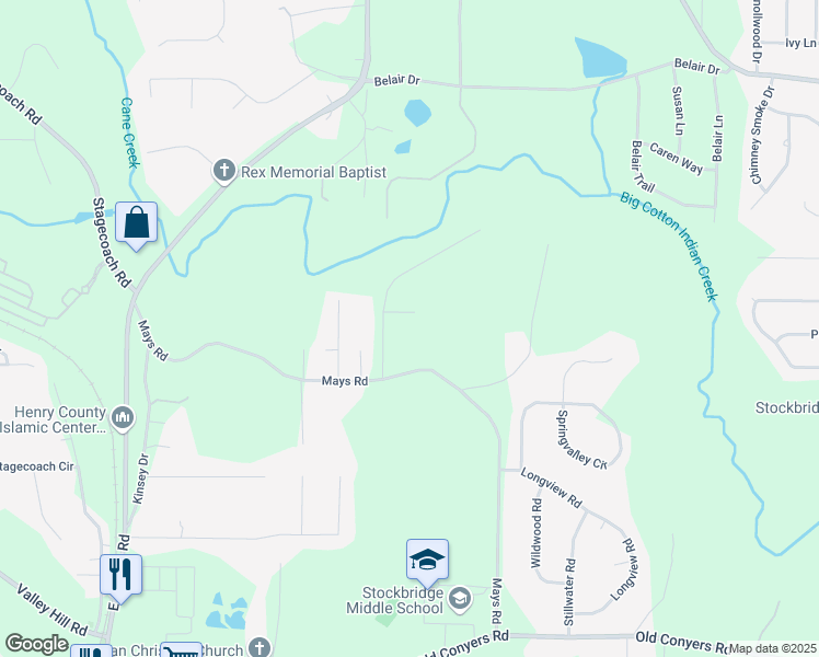 map of restaurants, bars, coffee shops, grocery stores, and more near 20 King Place in Stockbridge