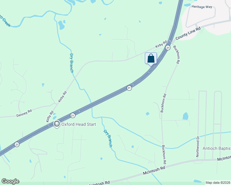 map of restaurants, bars, coffee shops, grocery stores, and more near 49720 Alabama 21 in Oxford