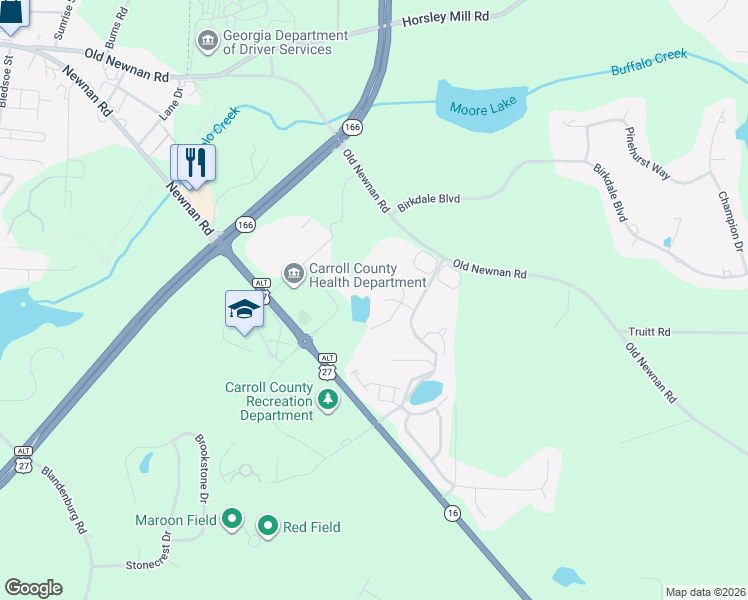 map of restaurants, bars, coffee shops, grocery stores, and more near 207 Meadow Lake Drive in Carrollton